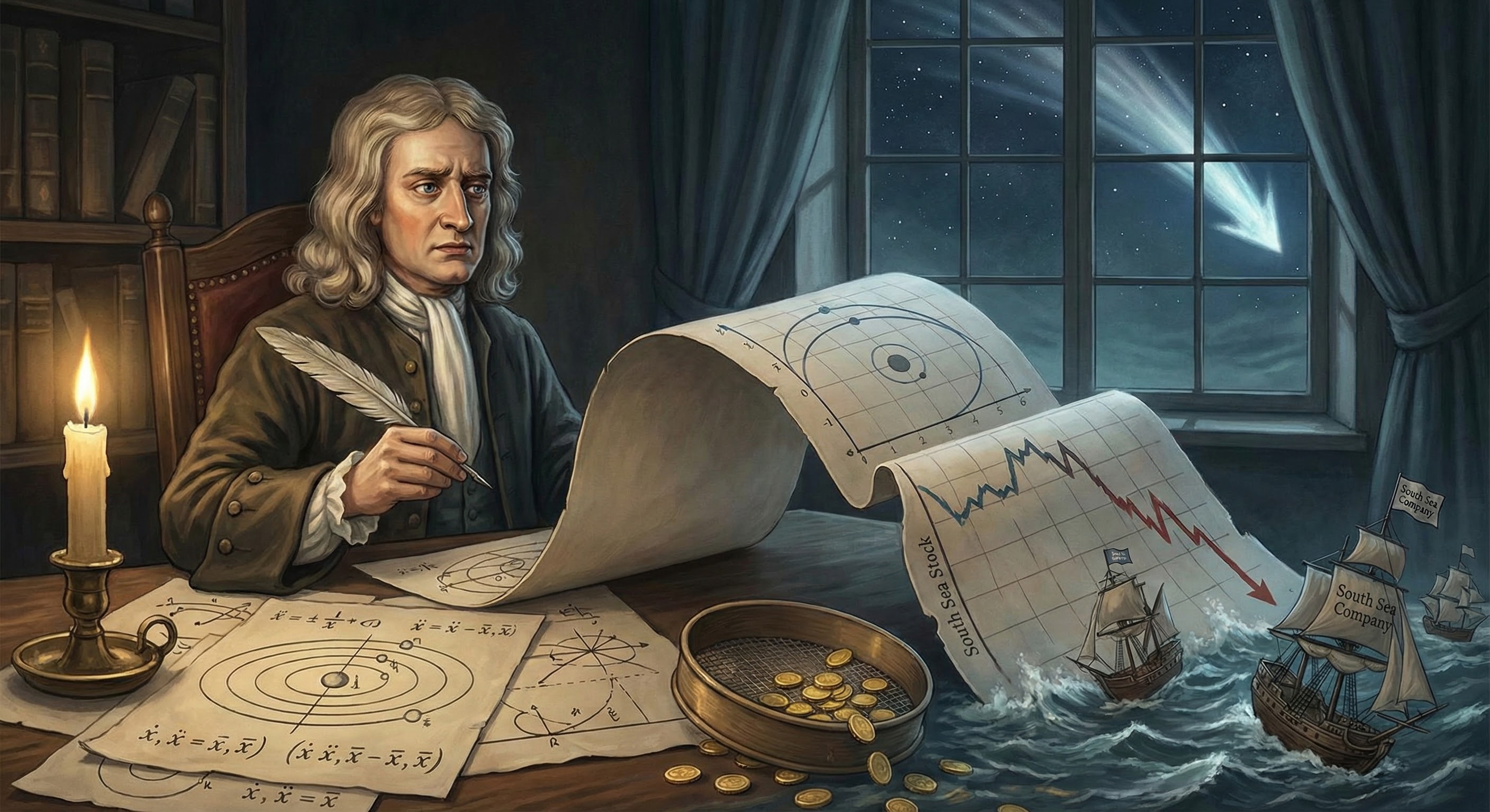 Newton contemplating his losses